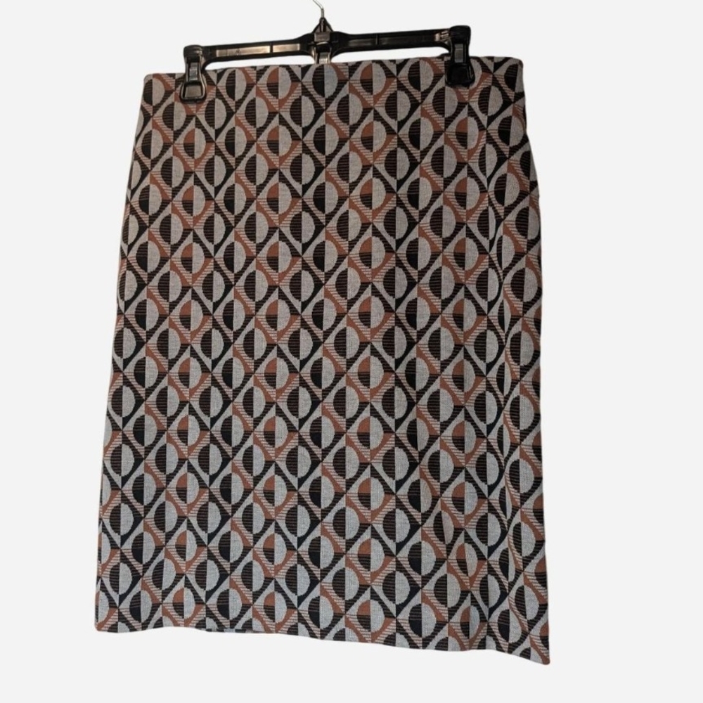 Pre-owned Nine West Black and Brown Geometric Pencil Skirt